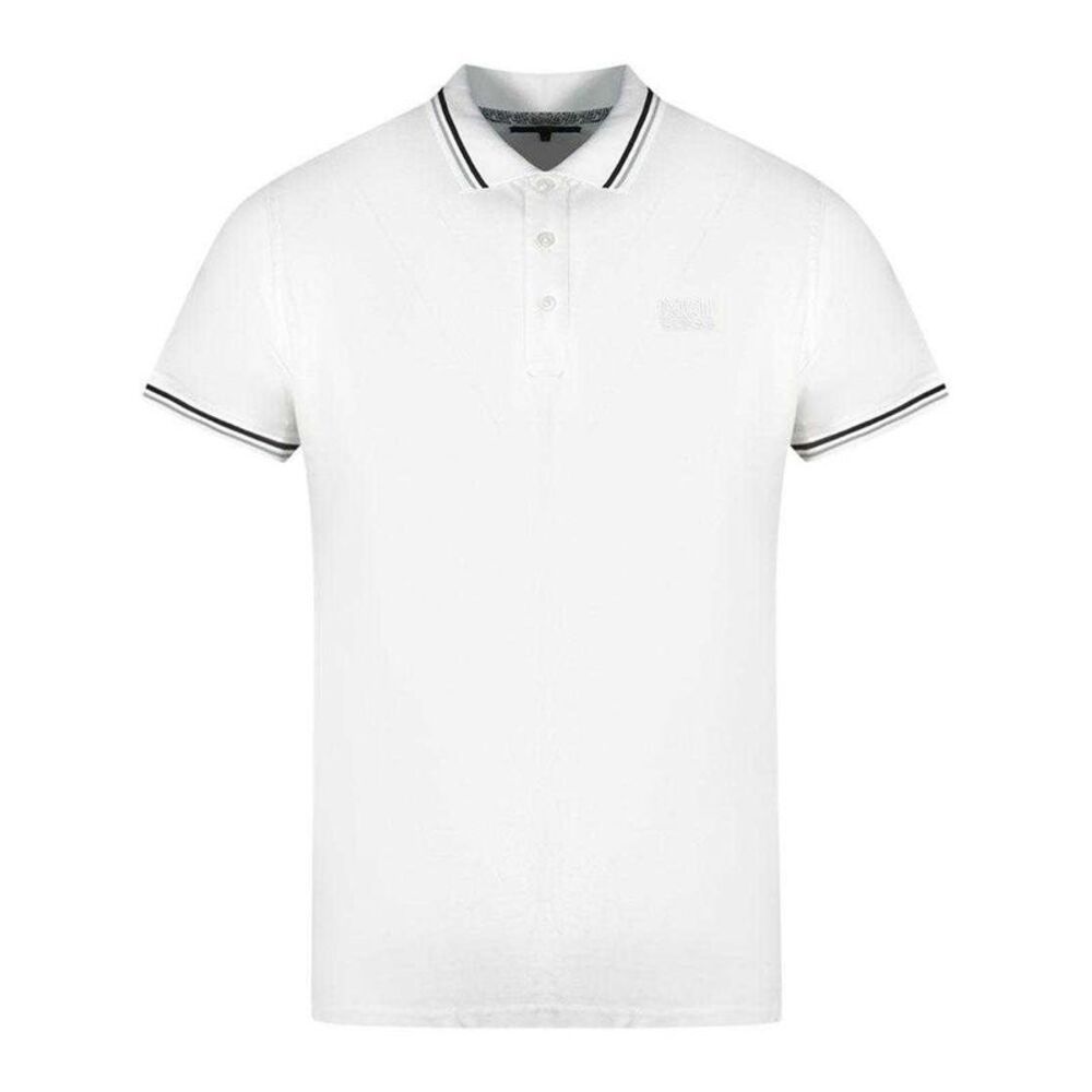 Cavalli Class Unisex Adult Double Tipped Collar Polo Shirt / White/Black
